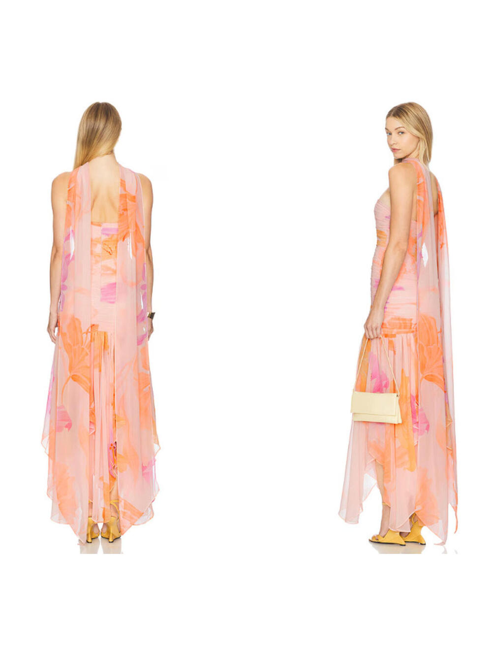 Free People Retrofete Teryn Peche Primavera Chiffon Dress strapless S $898msrp - Picture 5 of 10